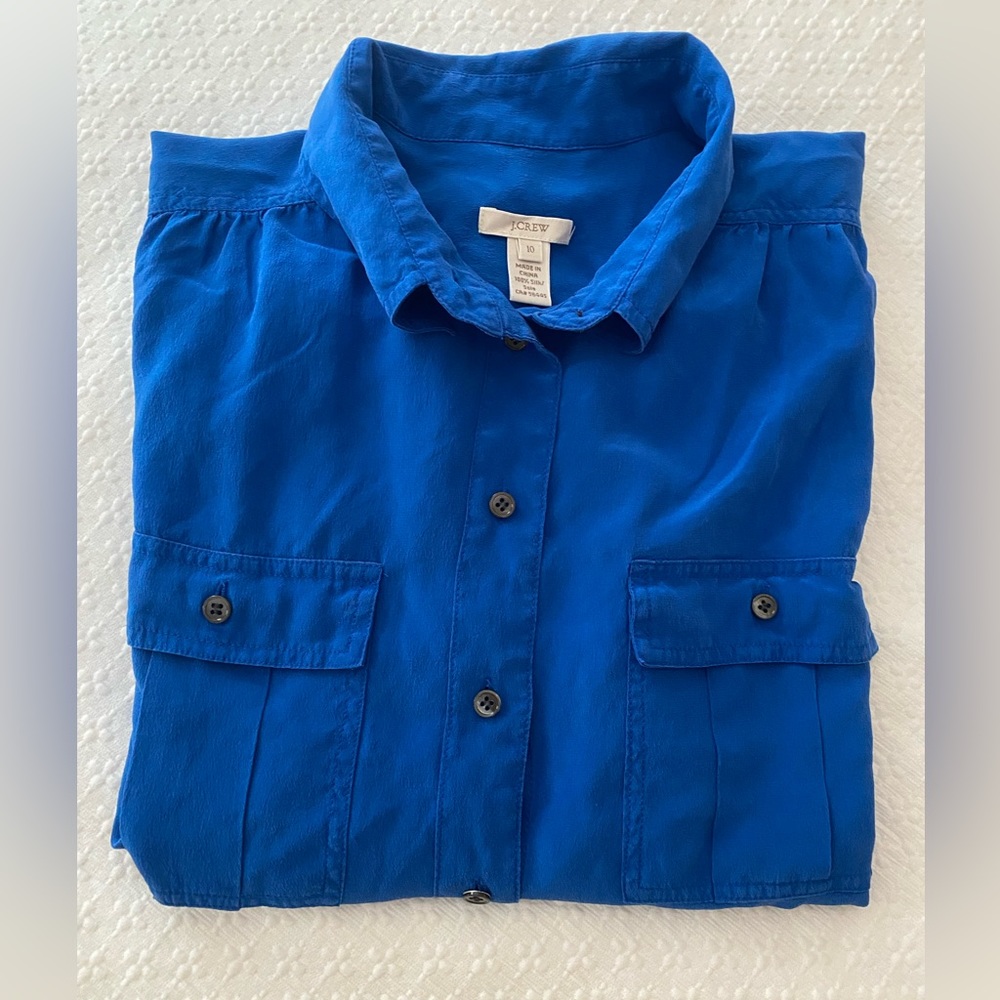 J.Crew royal blue silk blouse
